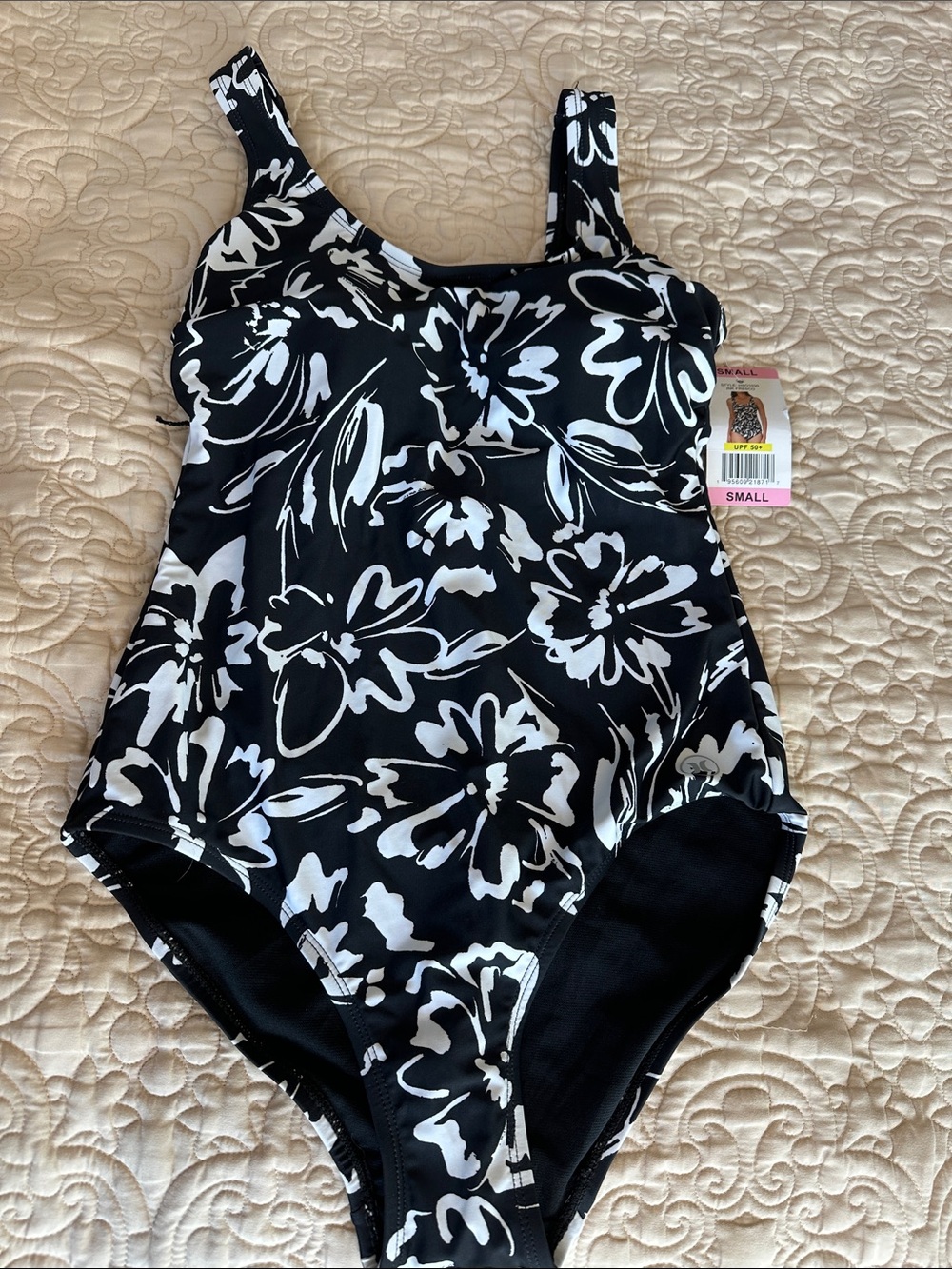 Hurley Black & White Floral One-Piece Swimsuit